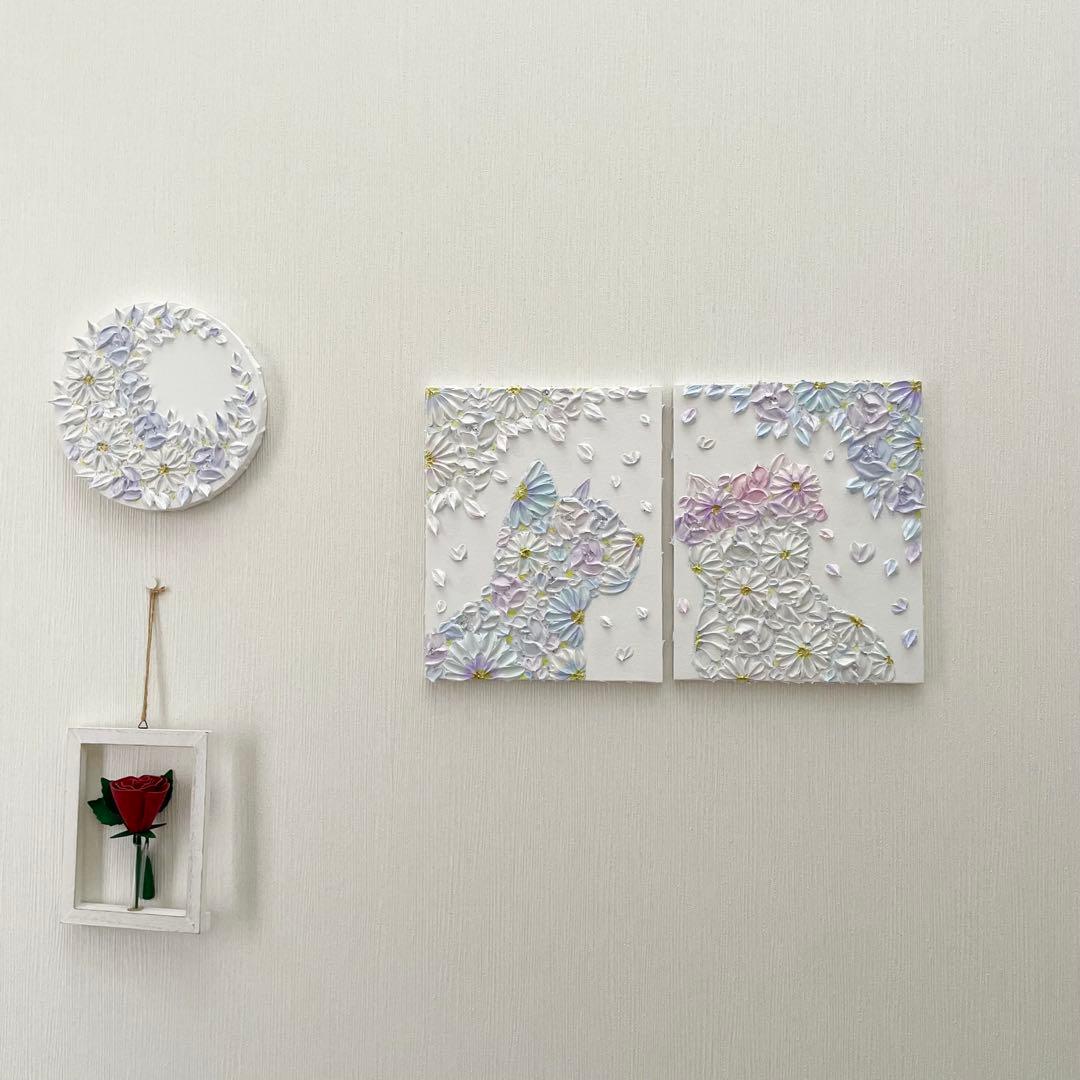 「ふたりの物語」　F3 2枚セット　テクスチャーアート　結婚祝い　記念日ギフト