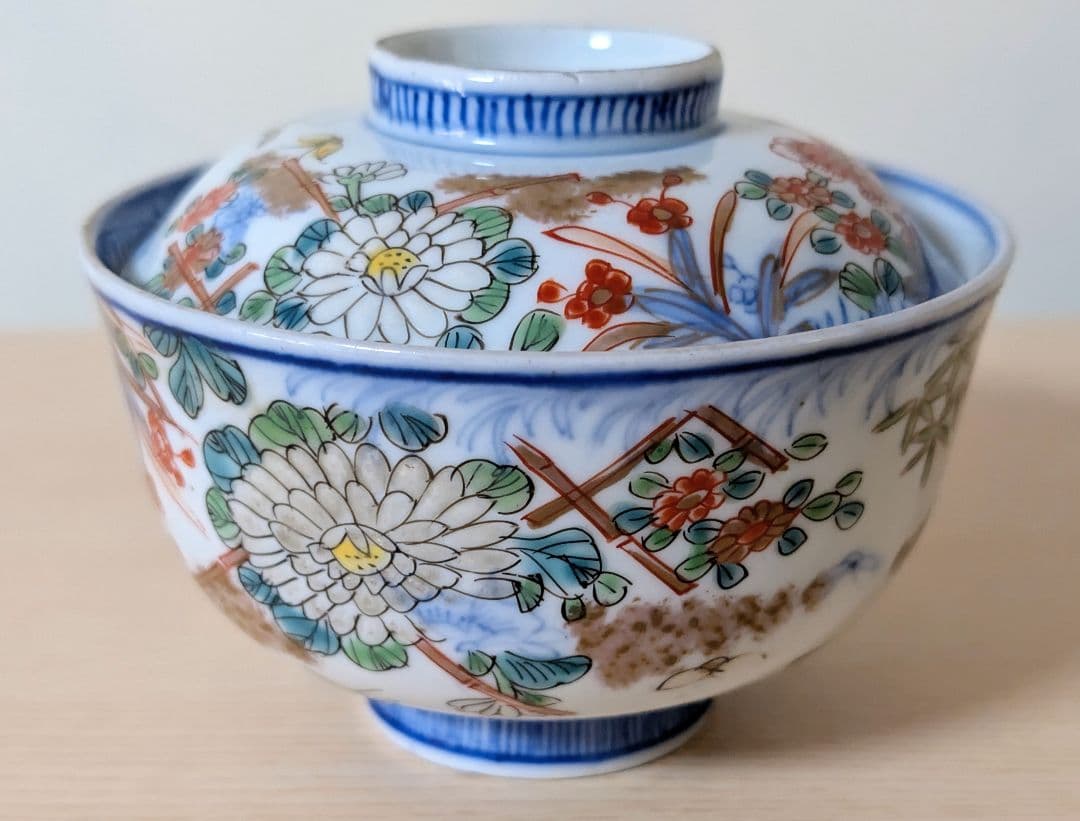 江戸中期 色絵古伊万里 金襴手 花蝶 青花 染付 金彩