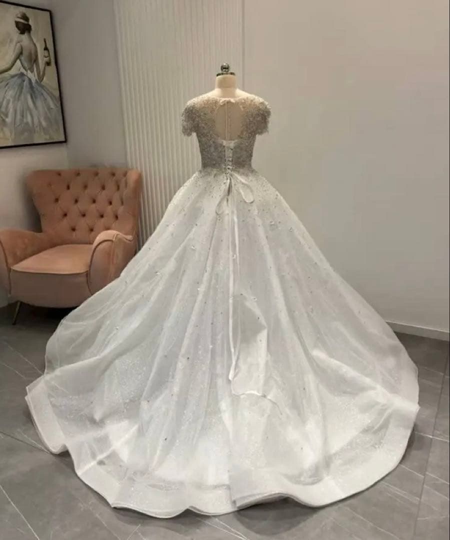 Aライン ビジュー ウェディングドレス/MINLADY BRIDE 美品☆