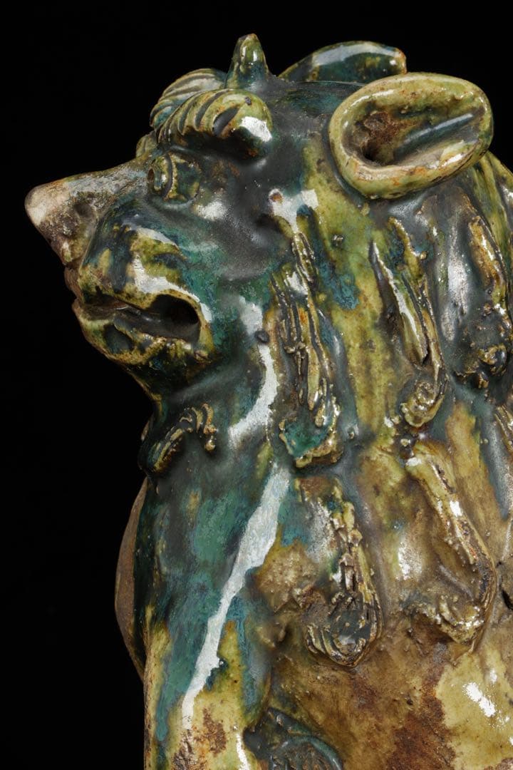 江戸期名陶 【加藤春岱】 瀬戸焼 特大狛犬 阿吽 一対 桐箱 獅子 古美術 骨董