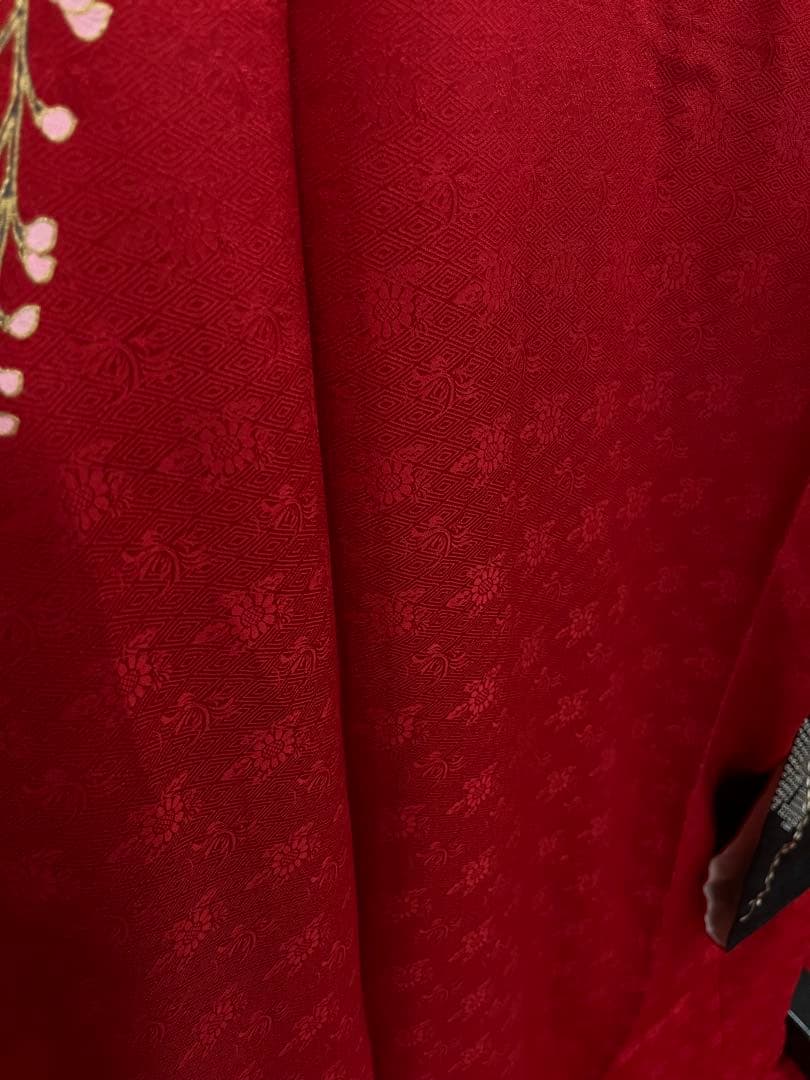 中古★振袖★仕立て上がり　NO.B10 赤色　絞り柄モダン　成人式　結婚式