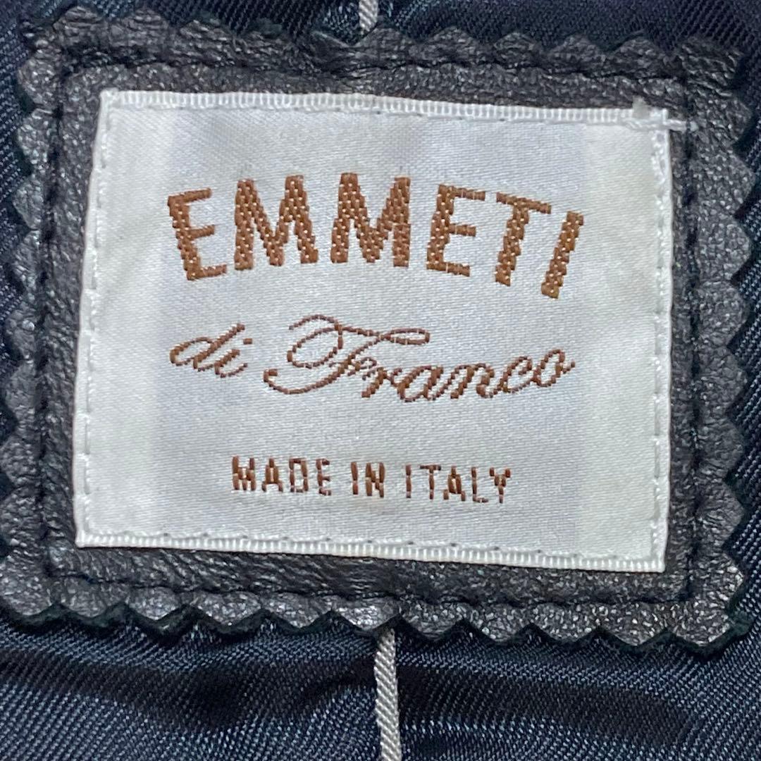 極美品　EMMETI ライダースジャケット　シングル　羊革　キルティング　46