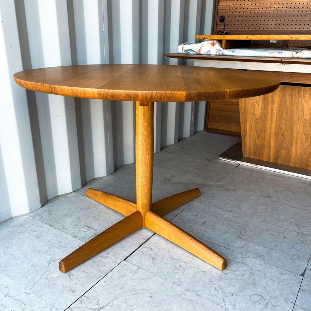 取付無料！飛騨産業 キツツキ 侭 オーク材北欧ナチュラル円形ダイニングテーブル✨