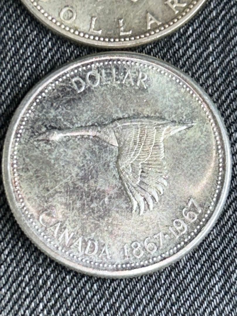 (Silver.800)カナダ1ドル 銀貨　2枚　連邦100年記念