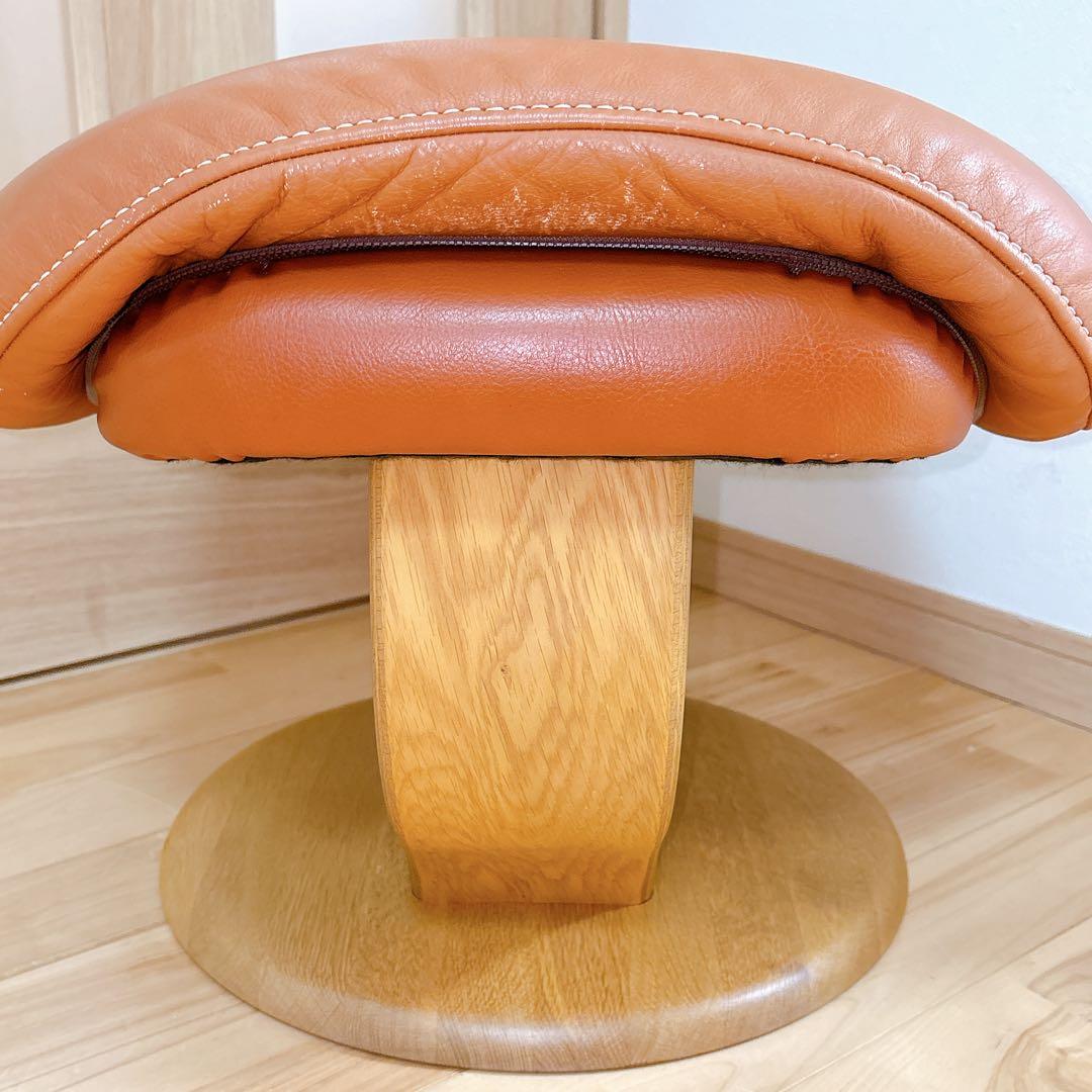 カリモク オットマン 本革 ブラウン 木製