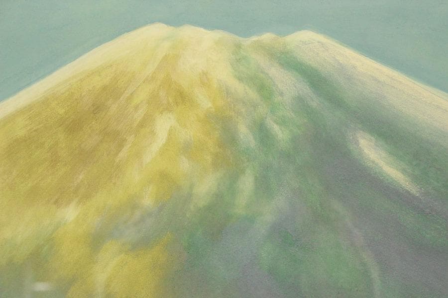 三輪晁勢作「富士」額装 共シール 金落款 金泥彩 保証 肉筆(ZE440)