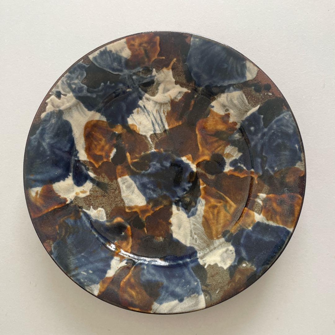 石倉陶器所　三彩点打ち　7.5寸平皿　2枚セット