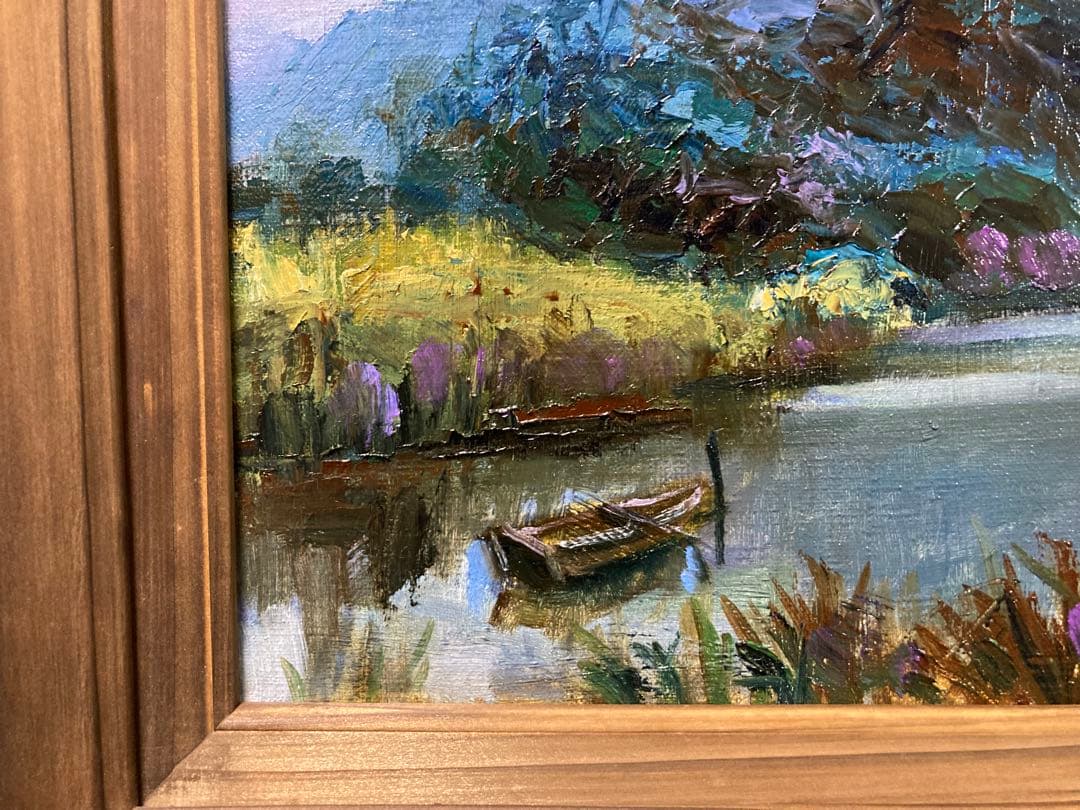 油彩 油絵 【杉山青樹路 】 「横浜本牧 三溪園」 「美術年鑑」掲載作家 F4