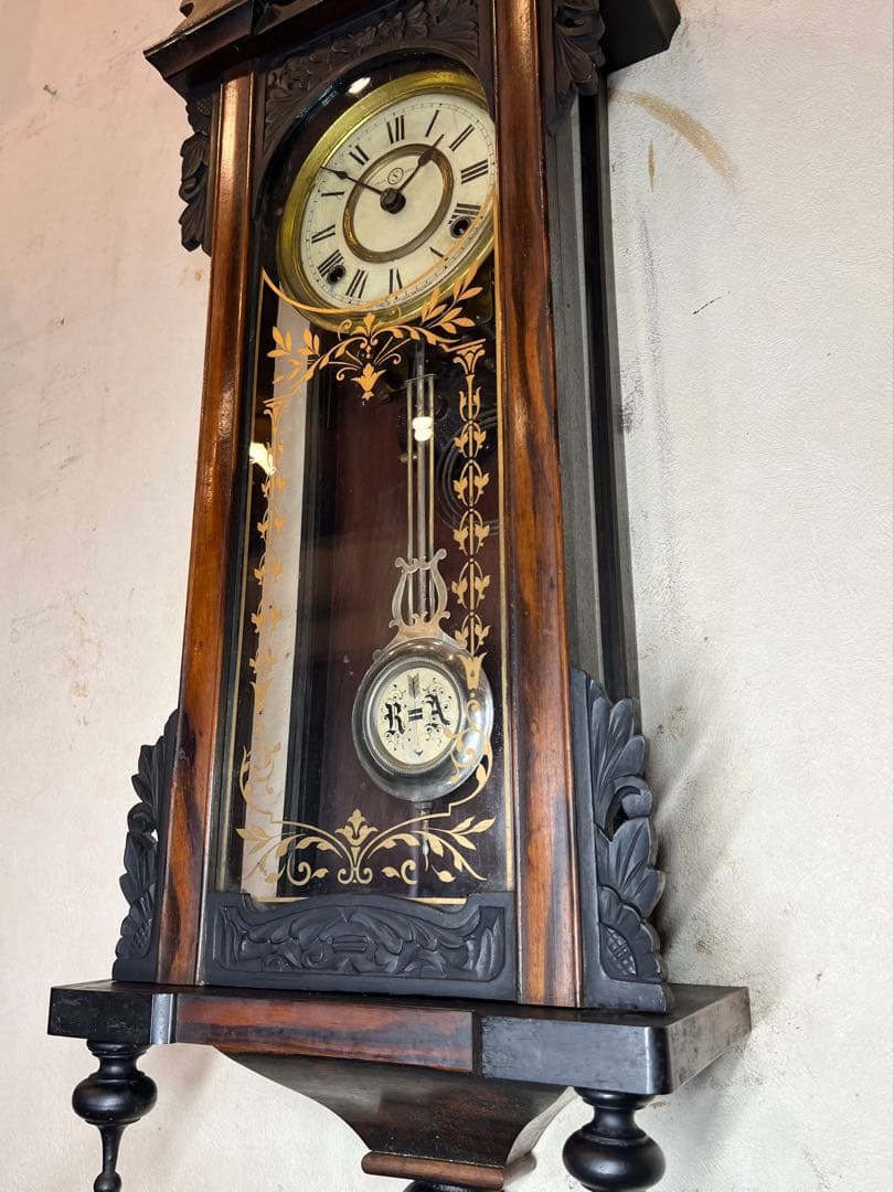 精工舎　黒柿　柱時計　古時計　振り子　ゼンマイ　ユンハンス　アンティーク　レトロ