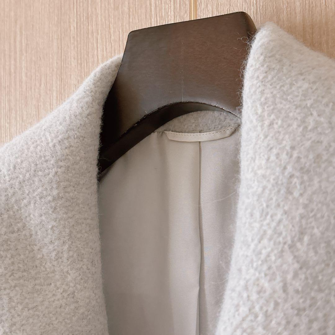 【1123】アナイ　アンゴラショートコート　ライトグレー　36 A