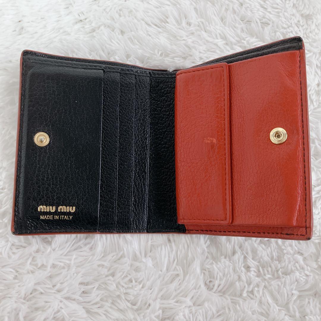 専用ミュウミュウ 折り財布 5MV204 マドラス ラブ ハート FRID黒