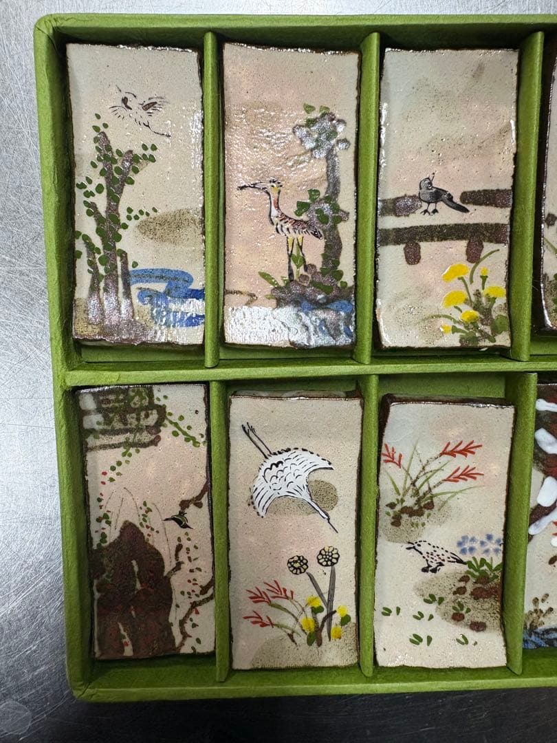 8/10までの出品　京焼　箸置揃　花鳥乾山十二月　晴山　江田晴山