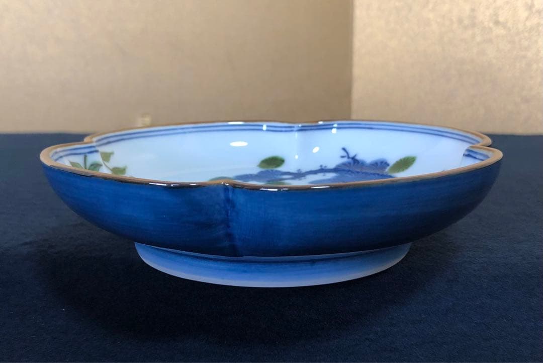 《レ》有田焼 源右衛門作 染錦松花鳥 木瓜 銘々皿5客 251127お1