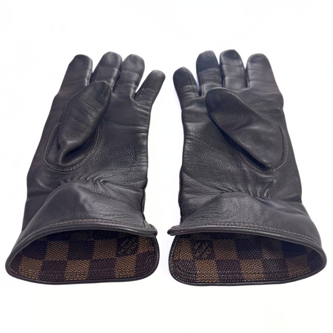 雷電 ルイヴィトン レザーグローブ ＃7.5 ラムスキン ダミエ 手袋