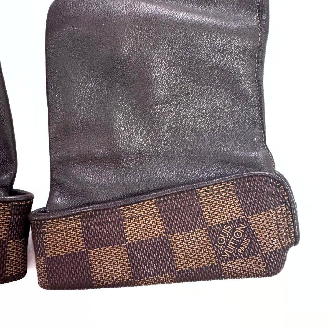 雷電 ルイヴィトン レザーグローブ ＃7.5 ラムスキン ダミエ 手袋