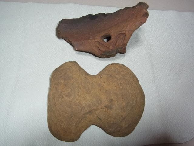 ◆希少 1930年代出土◆鎌倉市 寺分富士塚遺跡 縄文土器片と石器