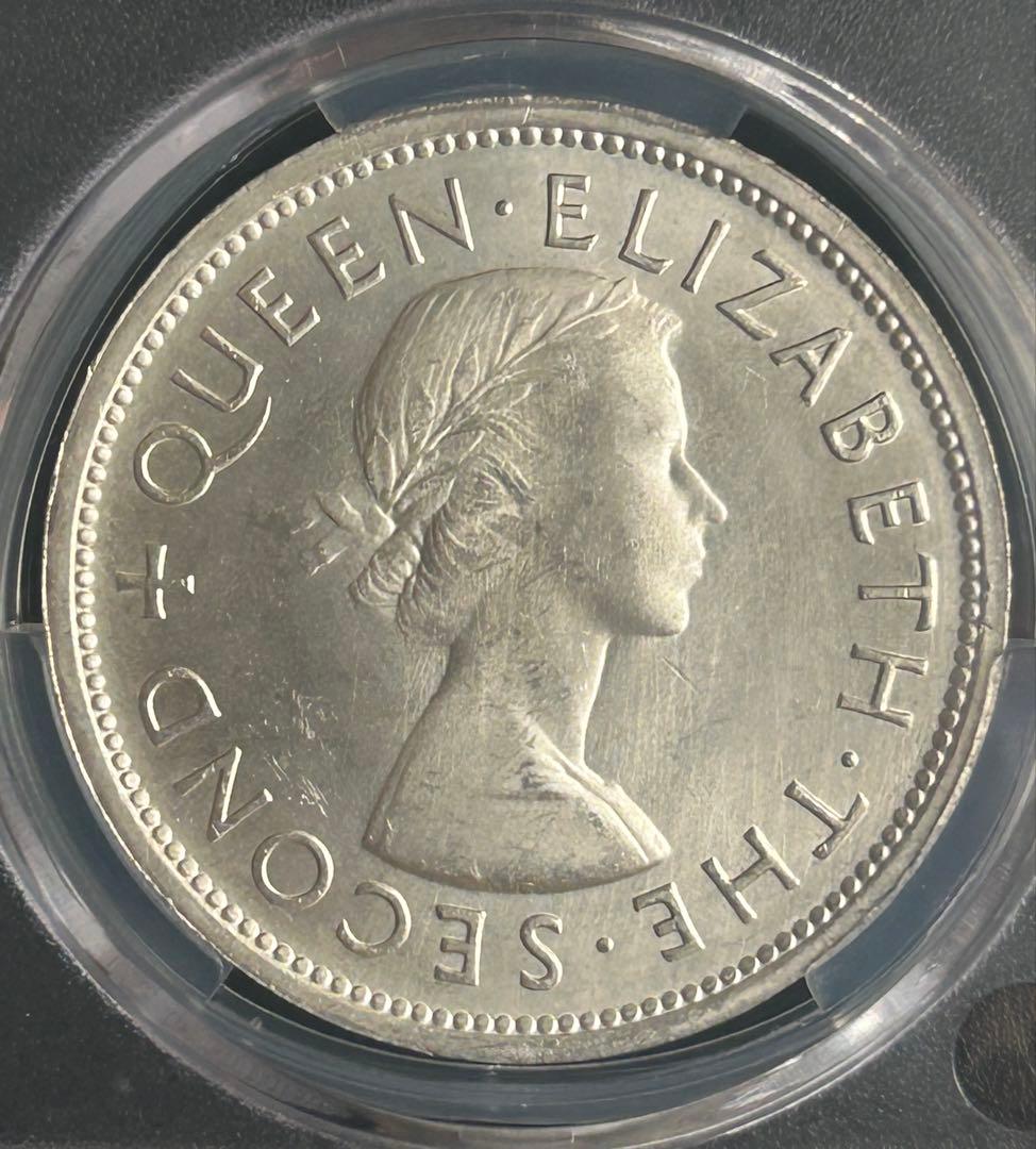 南ローデシア 1953年 クラウン銀貨 エリザベス2世 CAG MS64