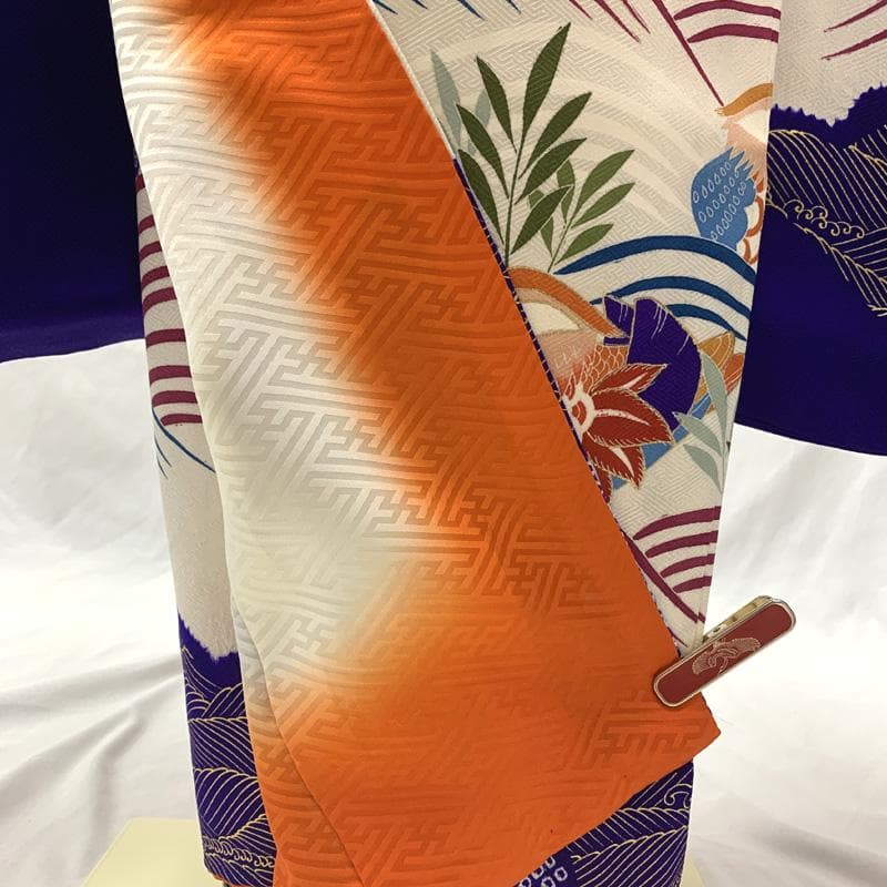 512ag64帯揚げ帯締め□七五三 七歳 女児 着物&袋帯 鴛鴦 絞染め