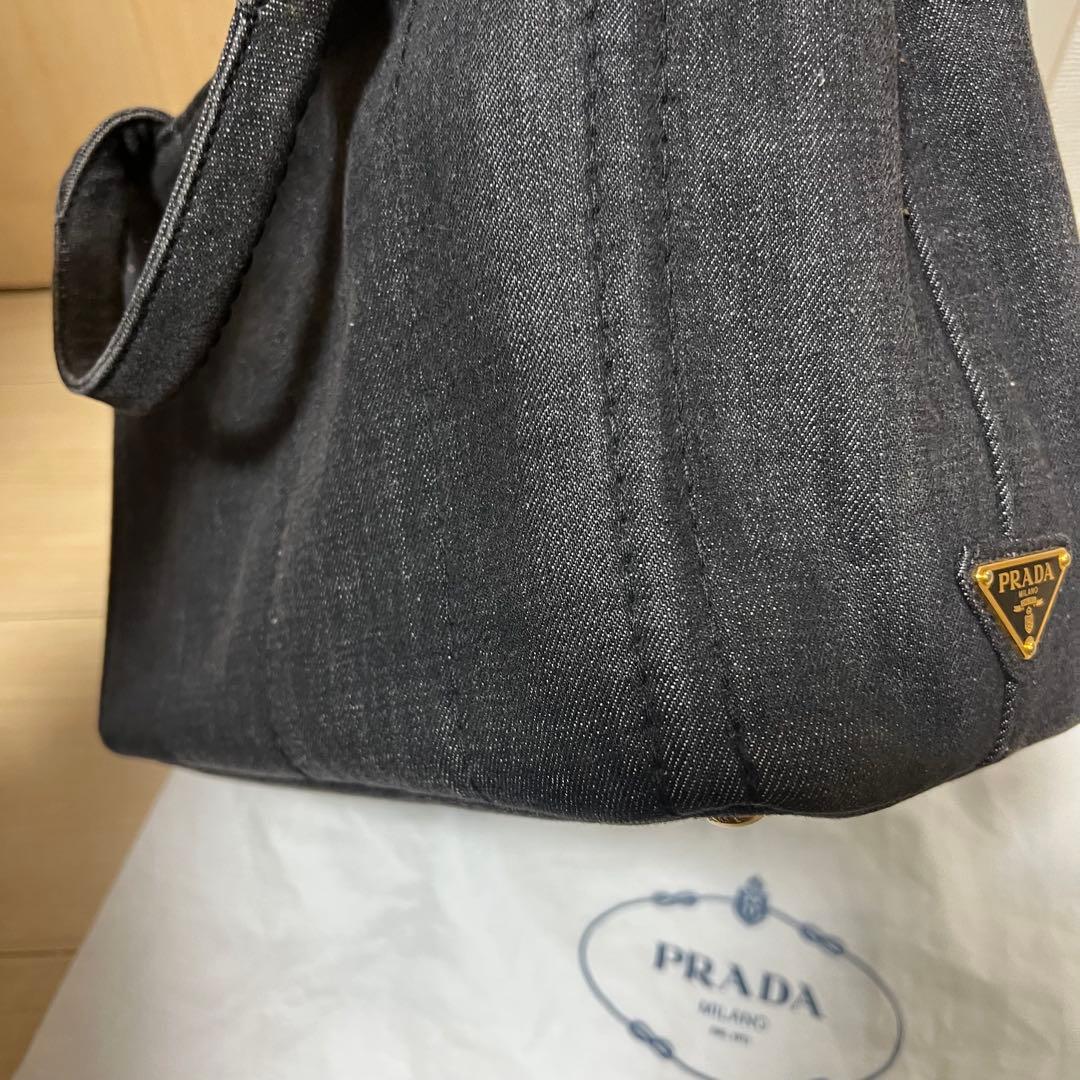 Prada プラダ デニム ハンドバッグ 2way 三角ロゴ ミニ カナパ