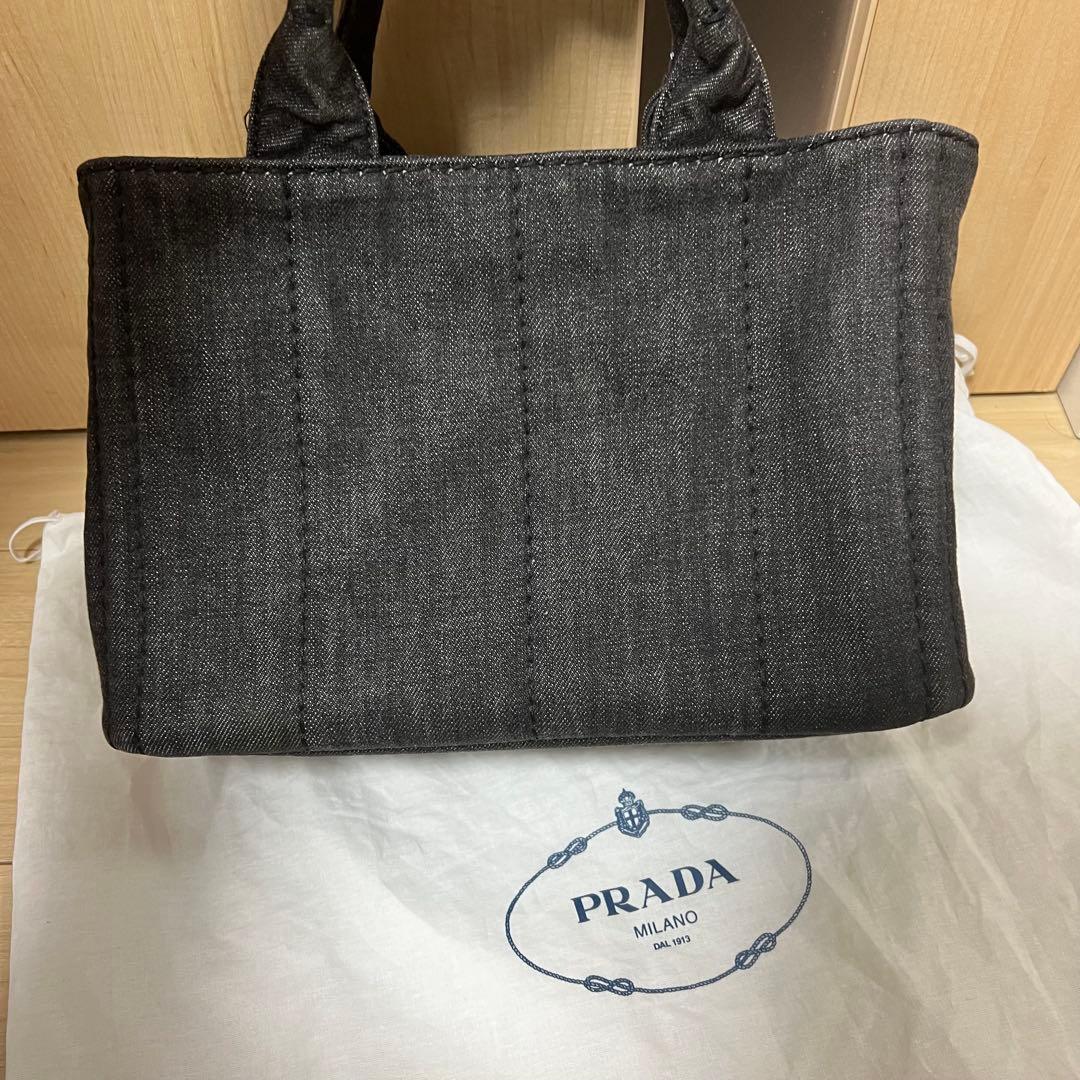 Prada プラダ デニム ハンドバッグ 2way 三角ロゴ ミニ カナパ