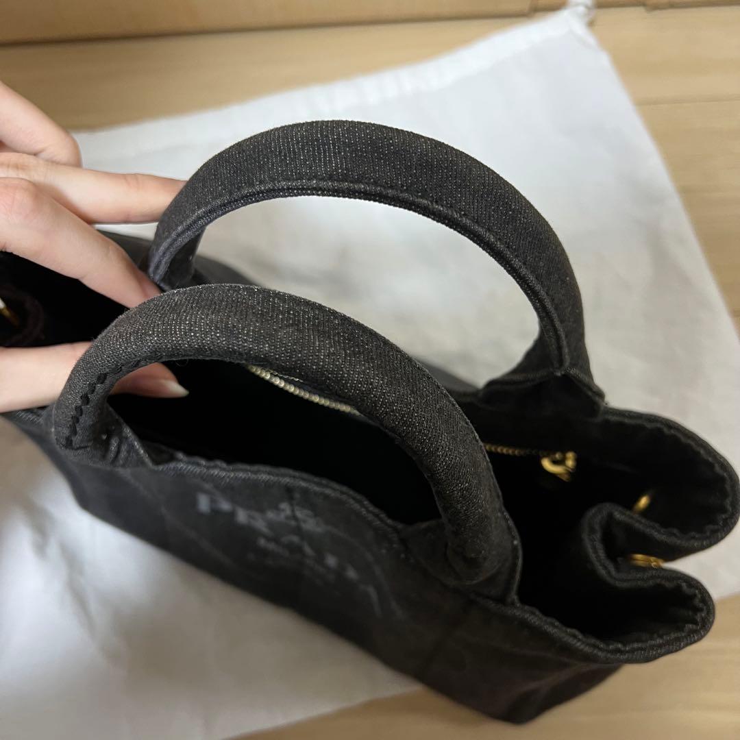 Prada プラダ デニム ハンドバッグ 2way 三角ロゴ ミニ カナパ