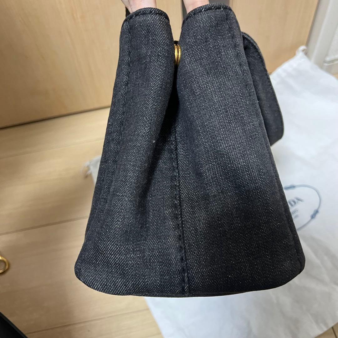 Prada プラダ デニム ハンドバッグ 2way 三角ロゴ ミニ カナパ
