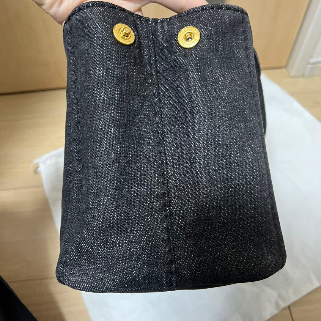 Prada プラダ デニム ハンドバッグ 2way 三角ロゴ ミニ カナパ