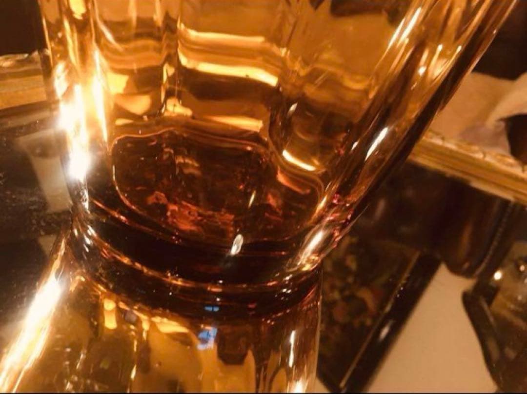 湯布院アンティークフランスヴィンテージ アンバーガラス フラワースタンド花瓶