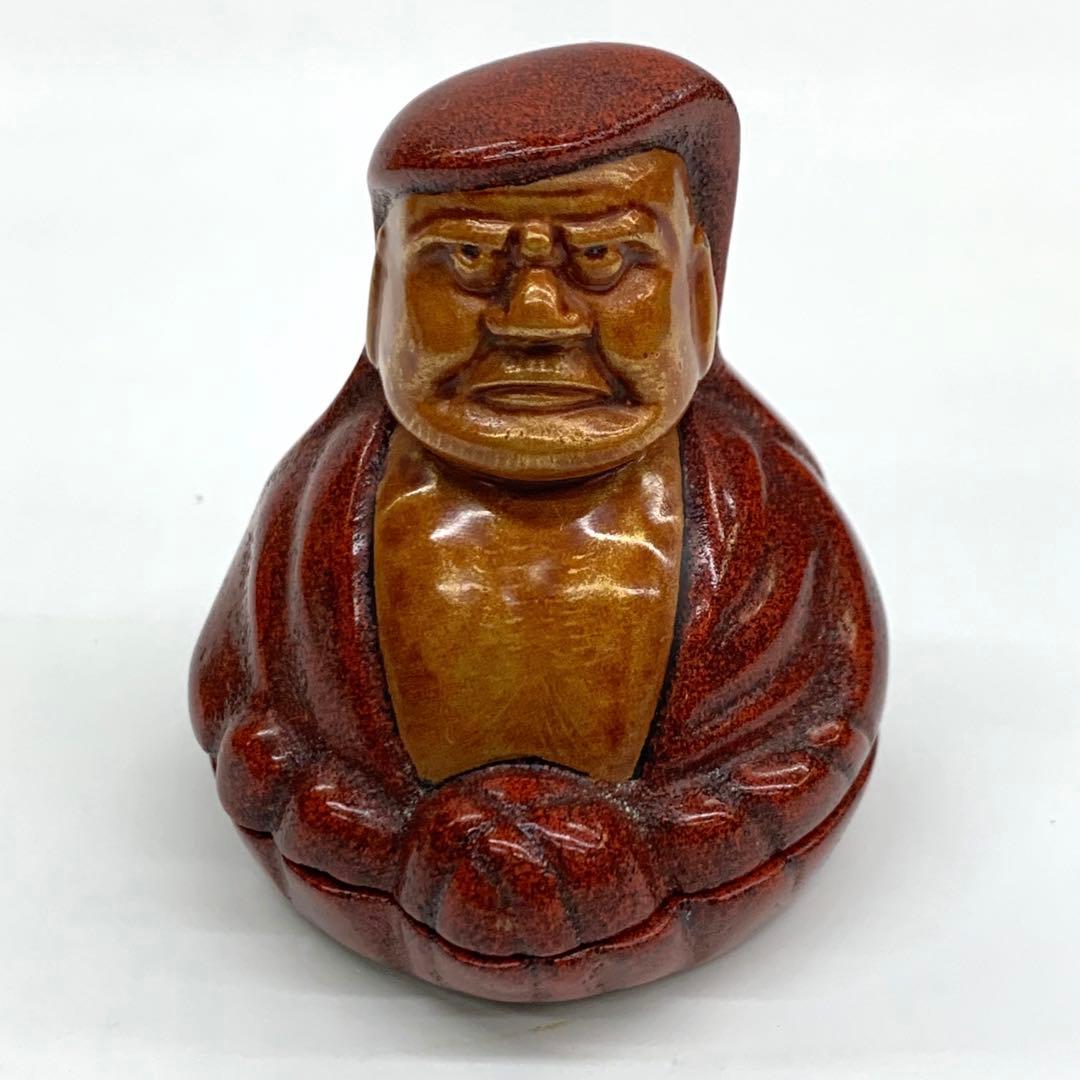 【香合　乾漆　達磨】江尻玄舟　共箱