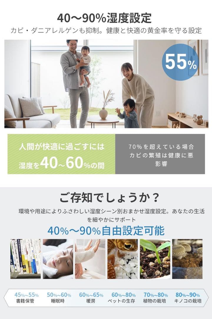 新品❤️加湿器 大容量 9L AI知能恒湿 5重除菌 超音波 ハイブリッド式加湿器