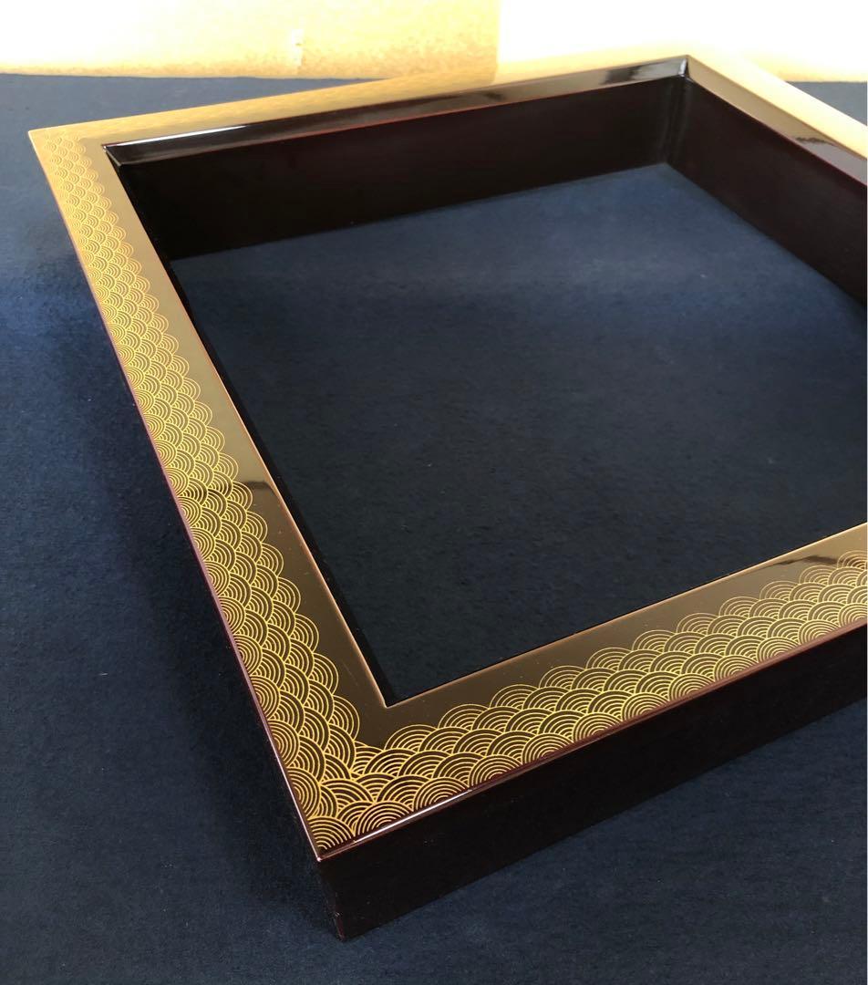 割引❗️《レ》溜塗 青海波蒔絵 炉縁 村田宗覚造 共箱 元箱　251024い6