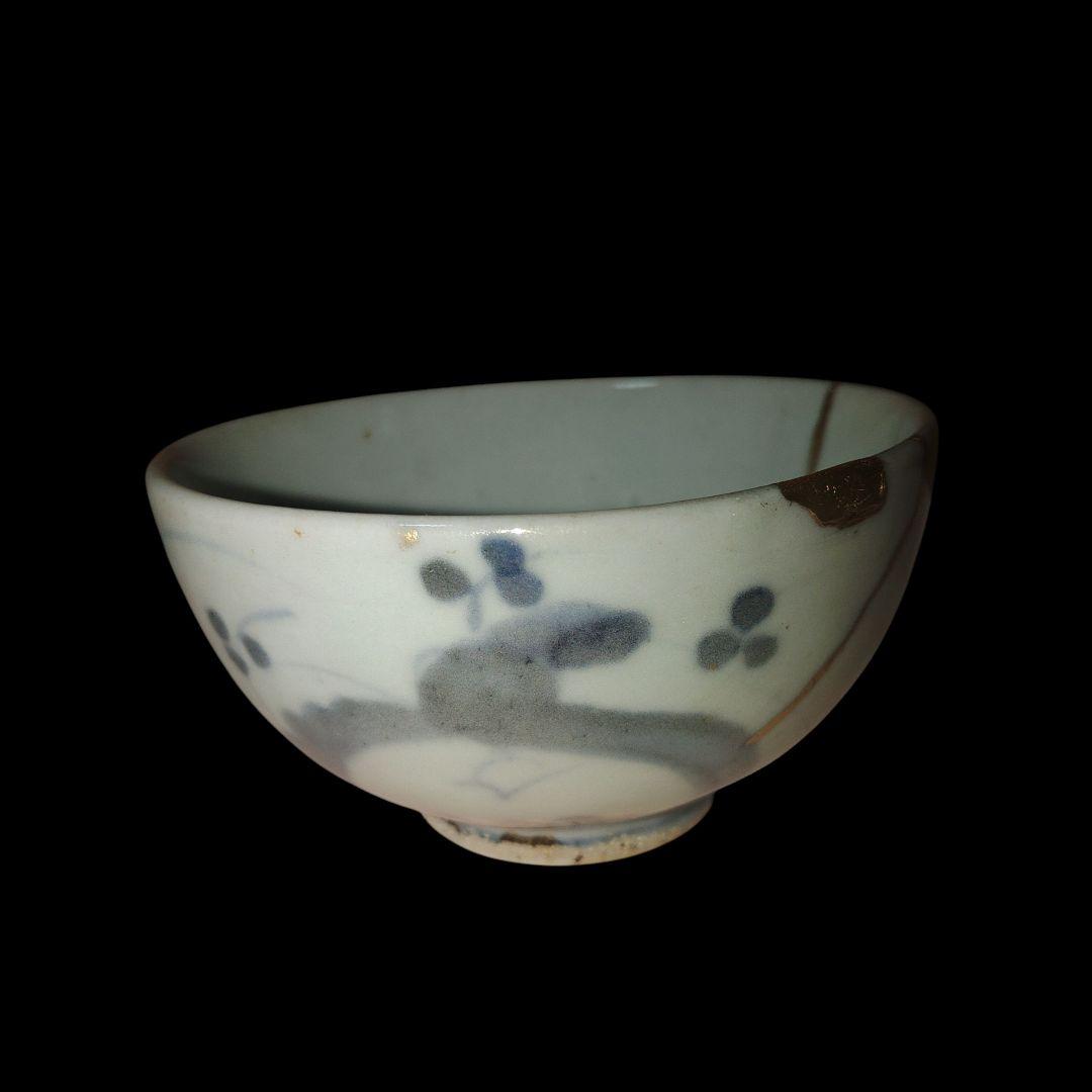 古伊万里　江戸時代　ナズナ文染付碗　くらわんか