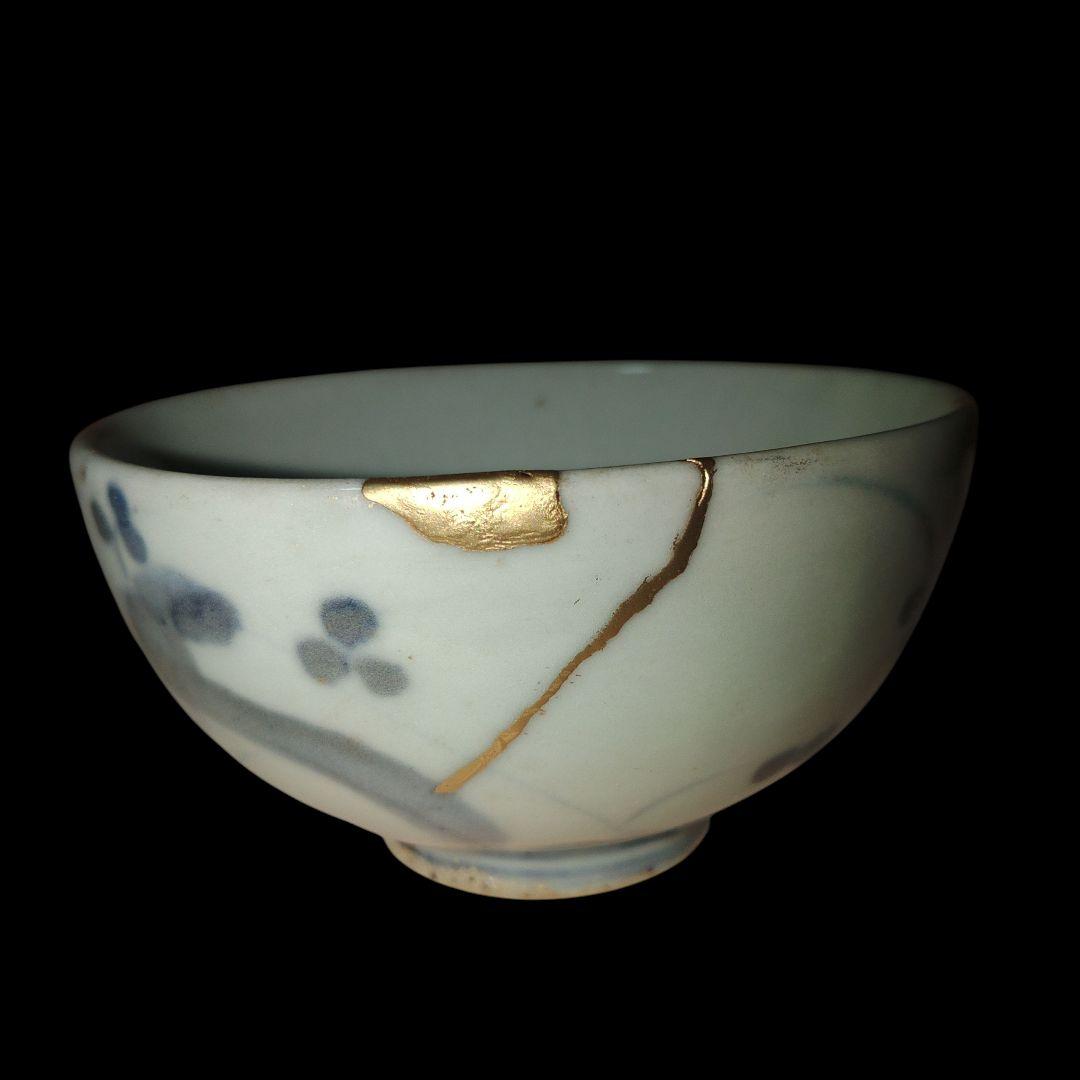 古伊万里　江戸時代　ナズナ文染付碗　くらわんか