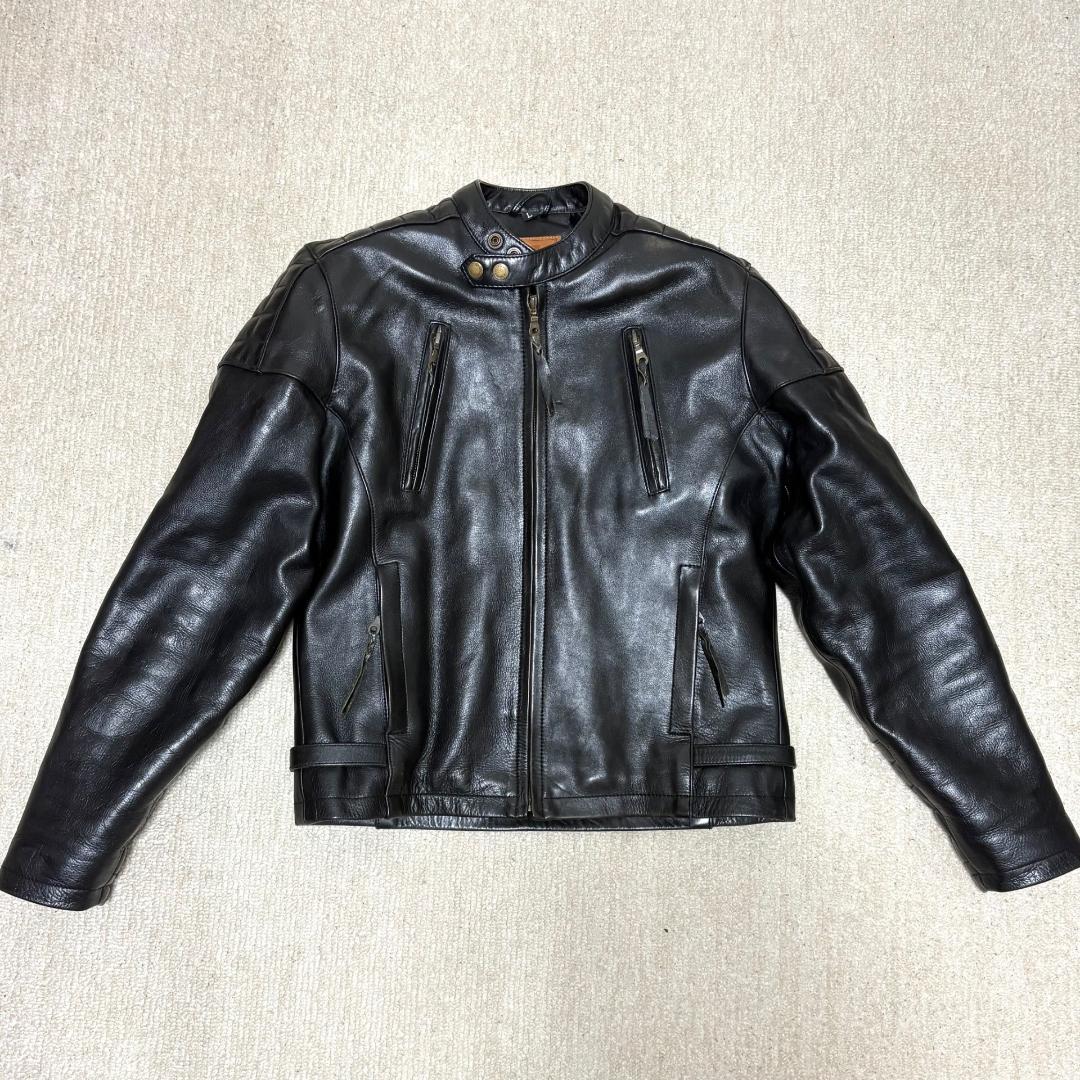 デグナー レザージャケット 黒 牛革 ライダース メンズ Lサイズ