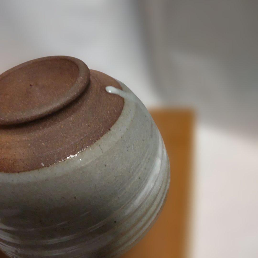 京焼 名工 平安 栄山 作 灰釉 刷毛目菊紋 茶碗 共箱 茶道具 抹茶碗 新品