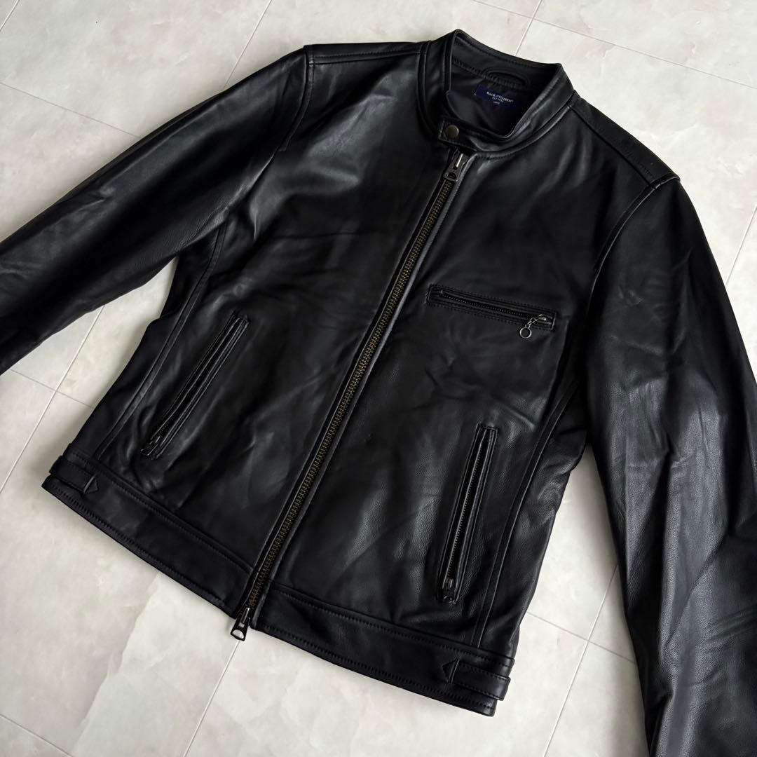 美品✨ BACK NUMBER 本革シングルライダース 黒L メンズYKKジップ