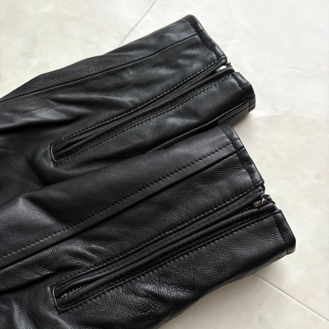 美品✨ BACK NUMBER 本革シングルライダース 黒L メンズYKKジップ