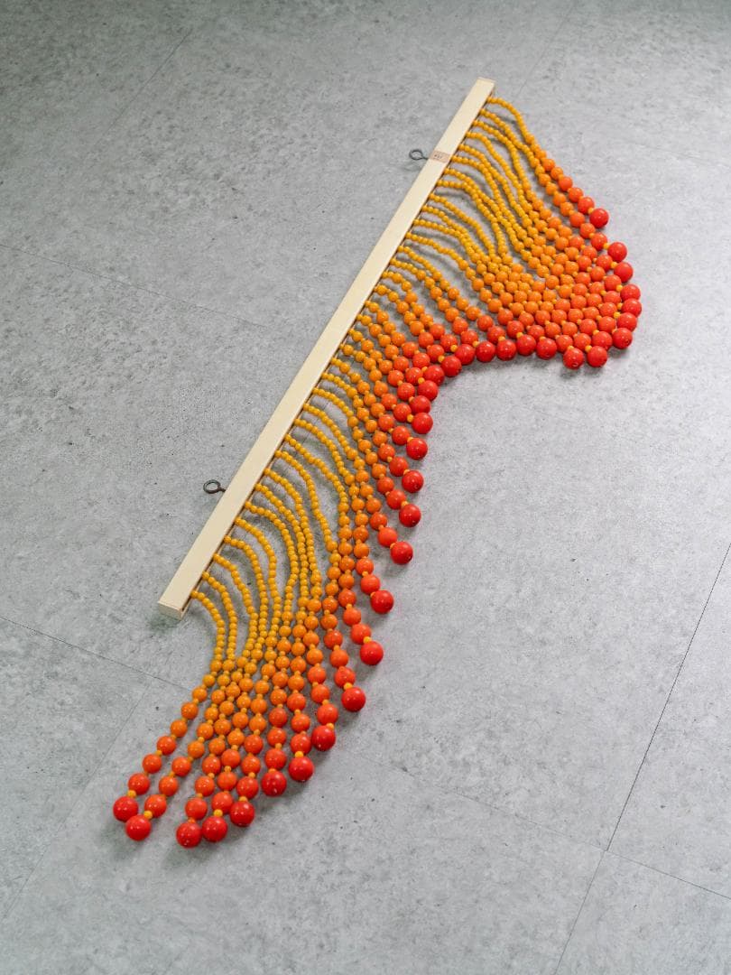 【＠KM】珠暖簾 のれん　ビーズカーテン　オレンジ　グラデーション