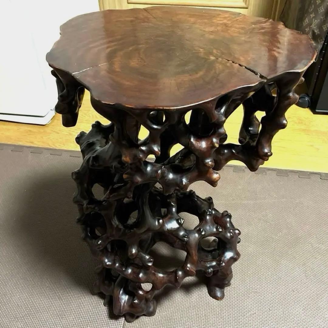 ‼️希少‼️根本、天然木、卓、飾台、花台、香炉台、日本式昭和レトロ根卓古美術明治大正