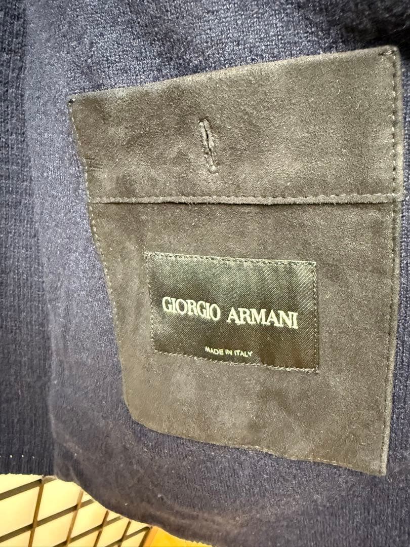 GIORGIO ARMANI 高級スウェード レザー ニット ジャケット
