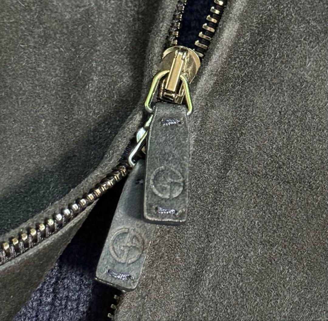 GIORGIO ARMANI 高級スウェード レザー ニット ジャケット