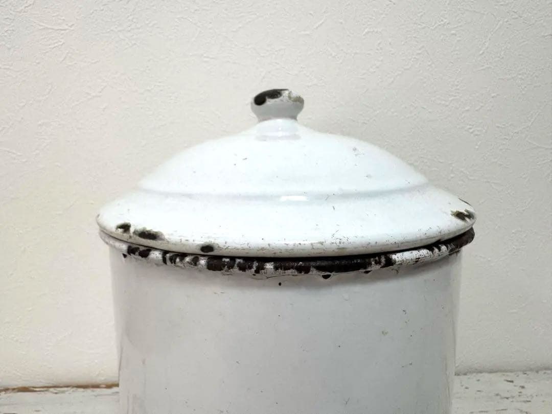 大きい アンティークホーロー シュガー缶 キャニスター エナメル ドイツ