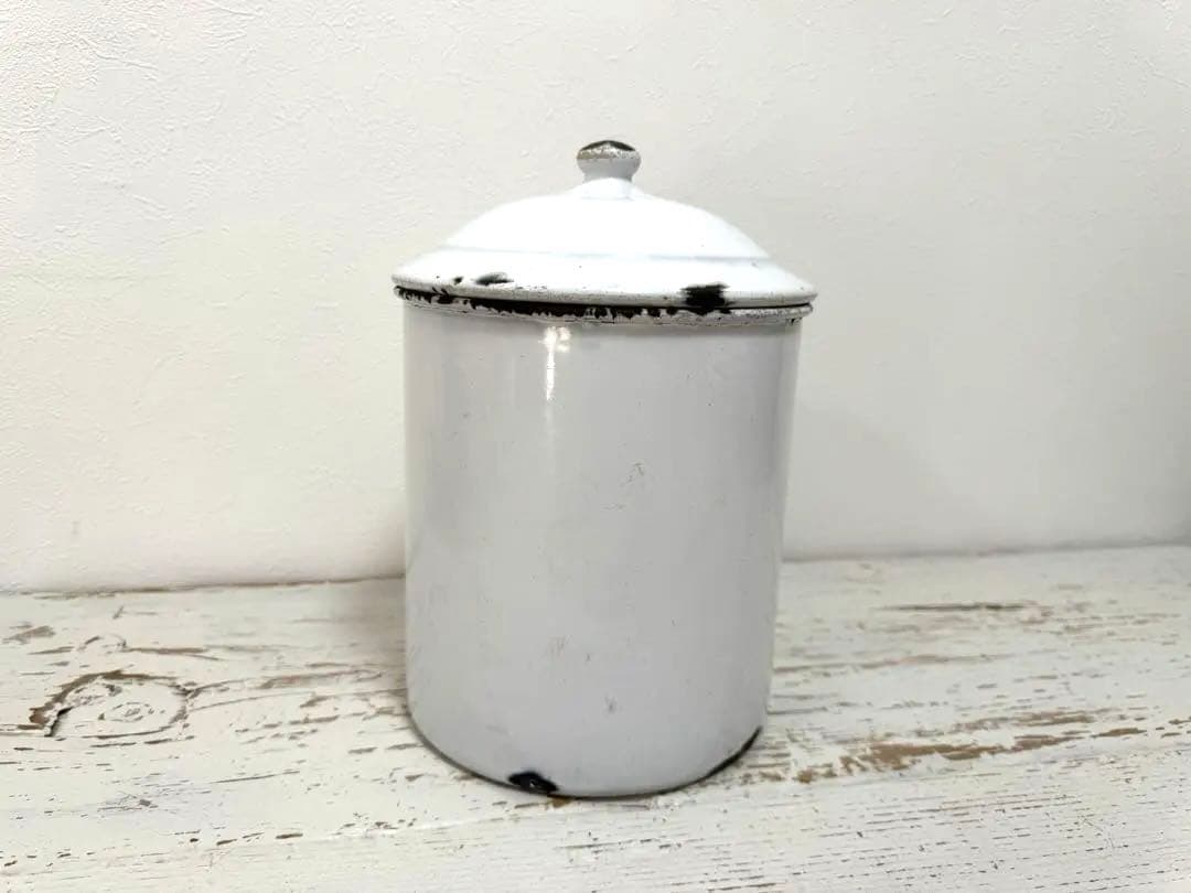 大きい アンティークホーロー シュガー缶 キャニスター エナメル ドイツ