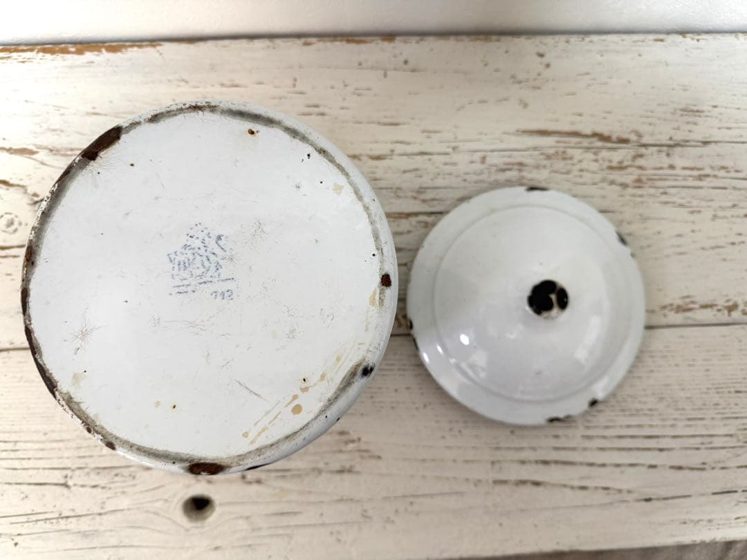 大きい アンティークホーロー シュガー缶 キャニスター エナメル ドイツ