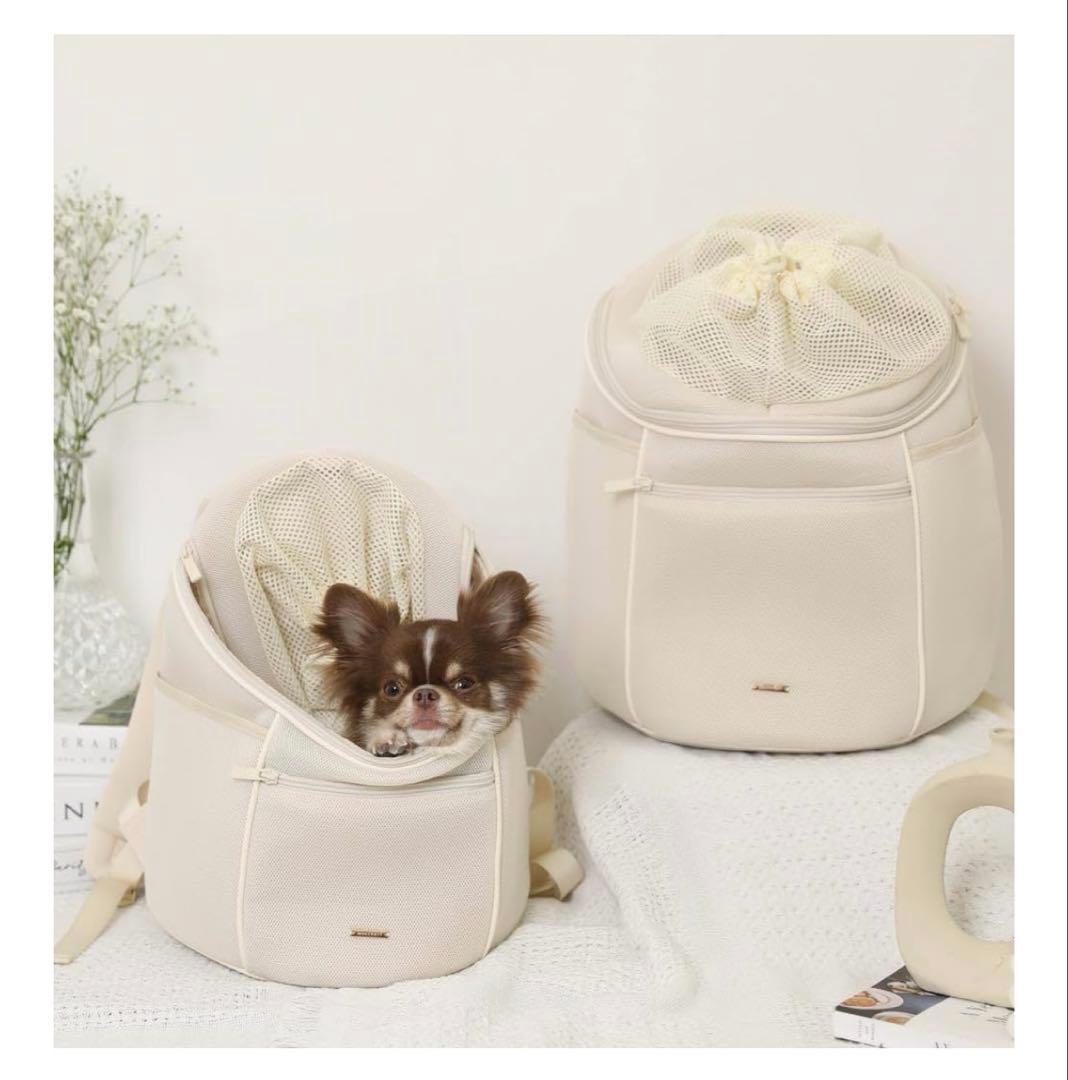 monchériサイズ S 軽量メッシュ巾着リュック　ペットキャリー