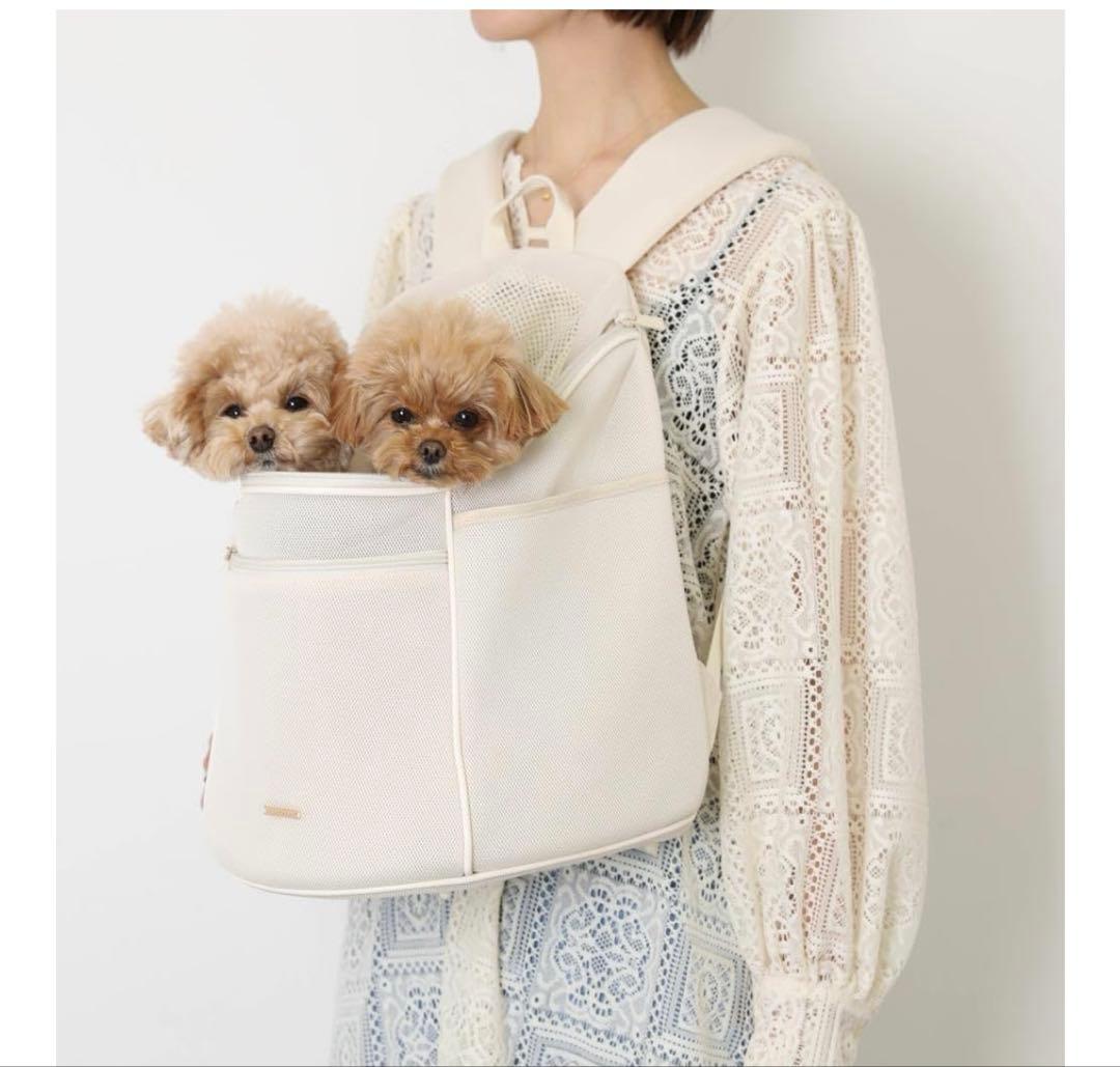 monchériサイズ S 軽量メッシュ巾着リュック　ペットキャリー