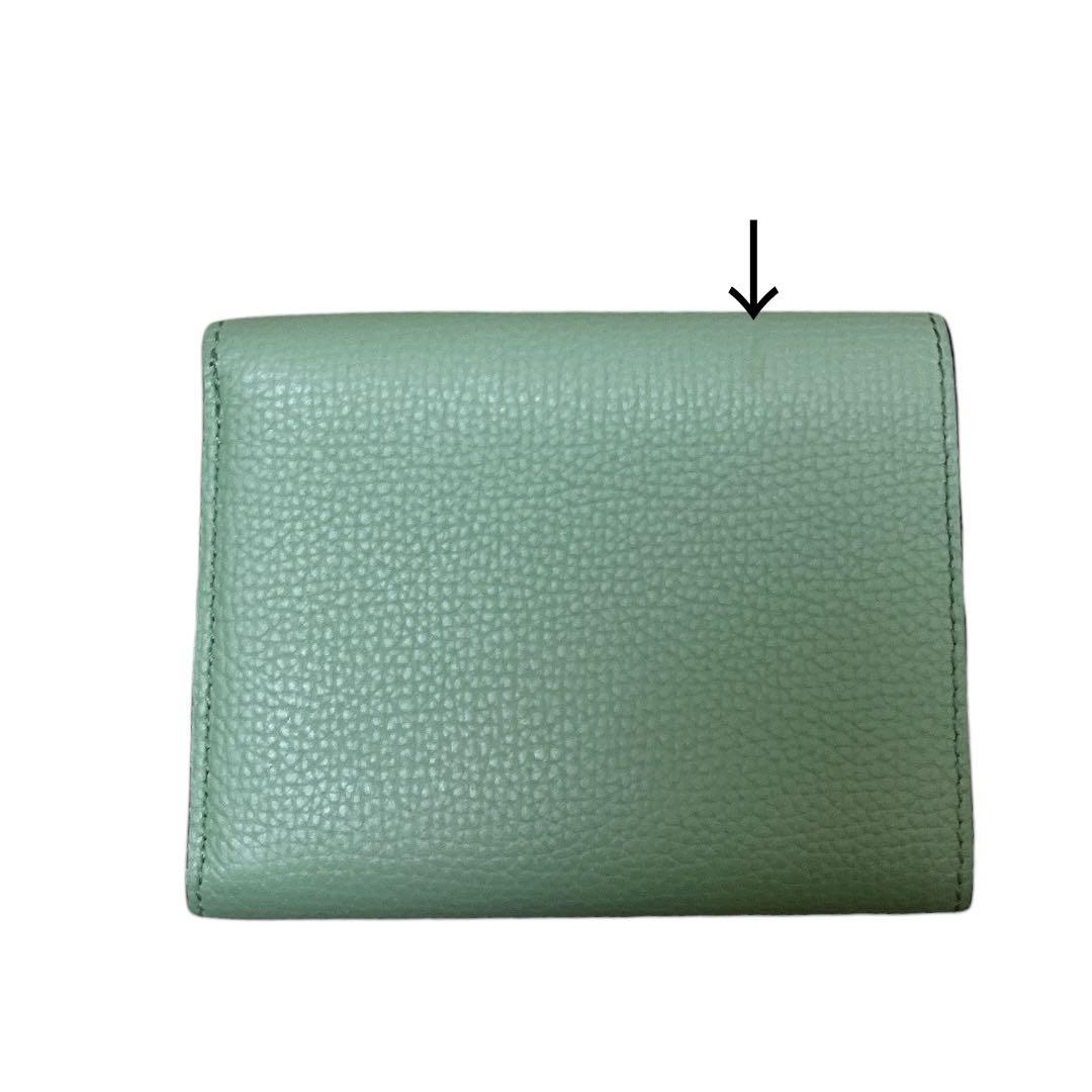 【美品】LOEWE 三つ折財布 トライフォールド ウォレット アナグラム 緑