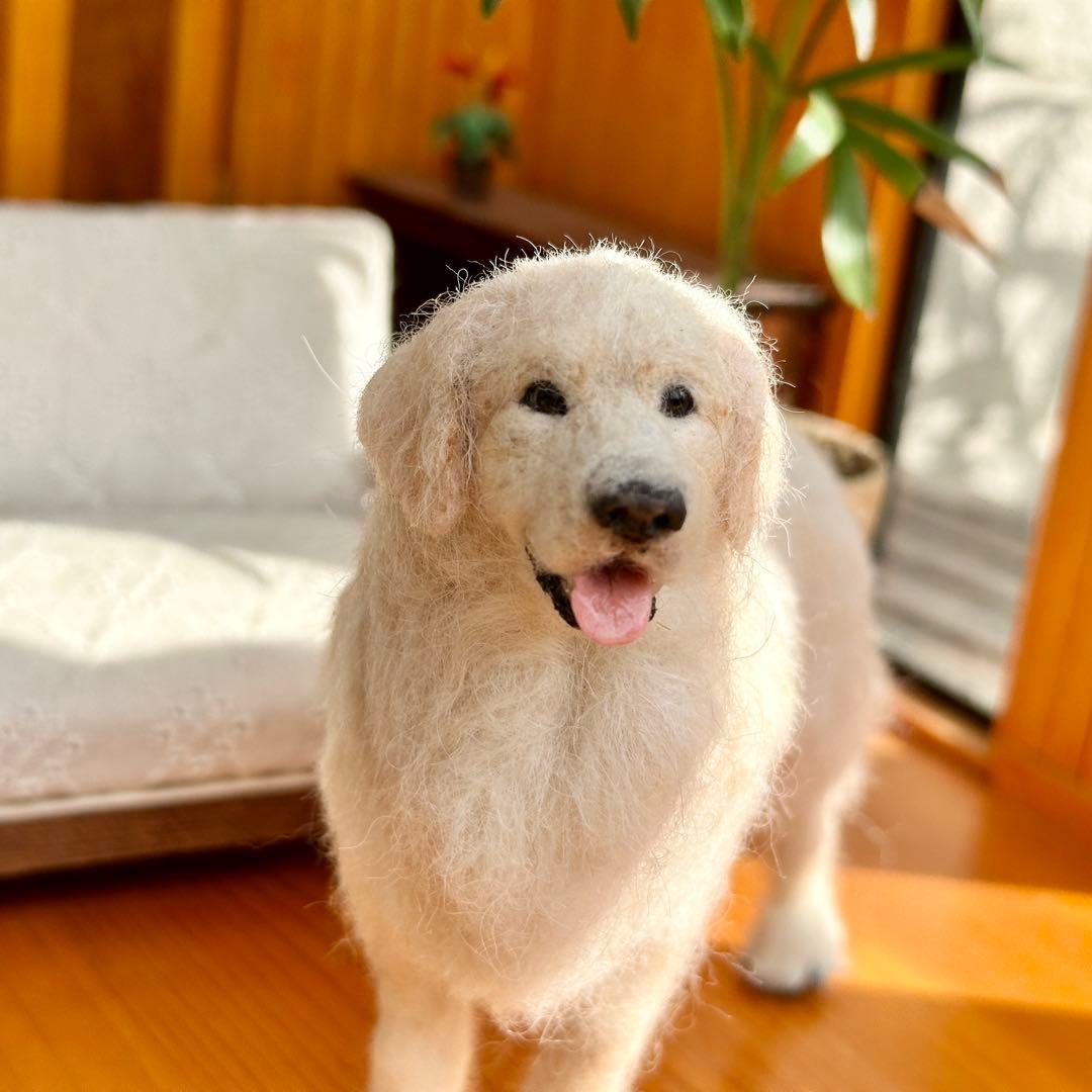 【羊毛フェルト ゴールデンレトリバー 犬 】 ドールハウス ミニチュア 1/6