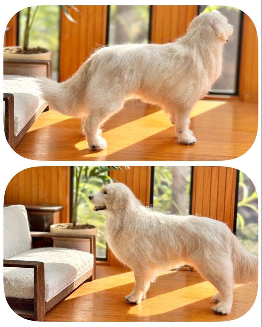 【羊毛フェルト ゴールデンレトリバー 犬 】 ドールハウス ミニチュア 1/6