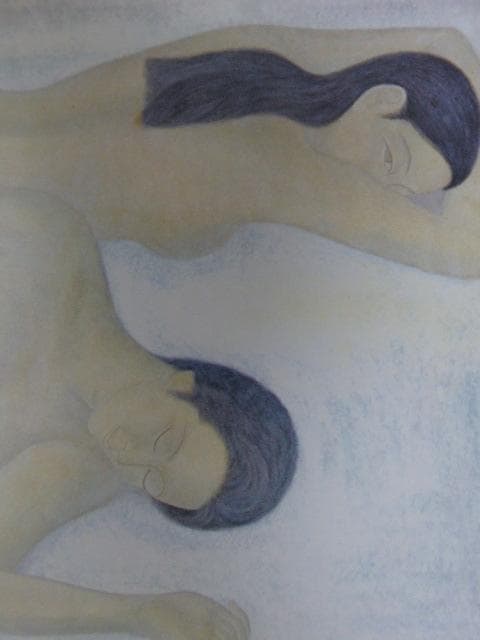 高木義夫、【彼岸花】、希少な額装用画集画、新品高級額 額装付、状態良好